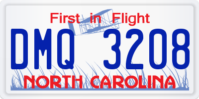 NC license plate DMQ3208