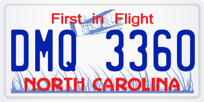 NC license plate DMQ3360