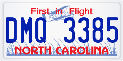 NC license plate DMQ3385