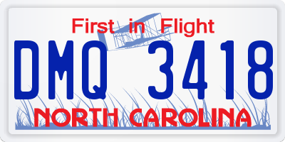 NC license plate DMQ3418