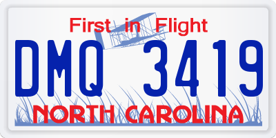 NC license plate DMQ3419