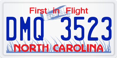 NC license plate DMQ3523