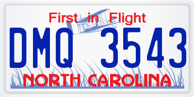 NC license plate DMQ3543