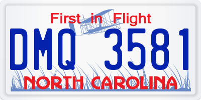 NC license plate DMQ3581