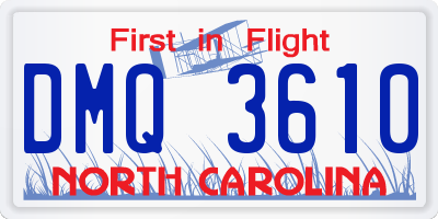NC license plate DMQ3610