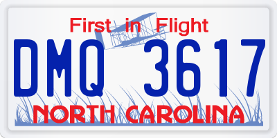 NC license plate DMQ3617