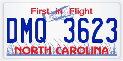 NC license plate DMQ3623
