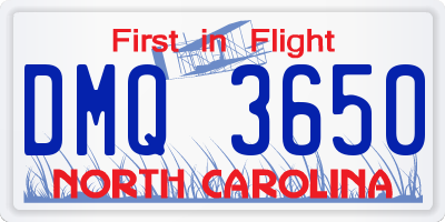 NC license plate DMQ3650