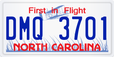 NC license plate DMQ3701