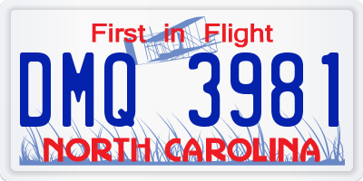 NC license plate DMQ3981