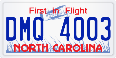 NC license plate DMQ4003