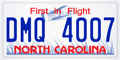 NC license plate DMQ4007