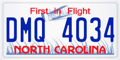 NC license plate DMQ4034