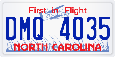 NC license plate DMQ4035