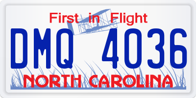NC license plate DMQ4036