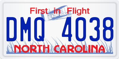 NC license plate DMQ4038