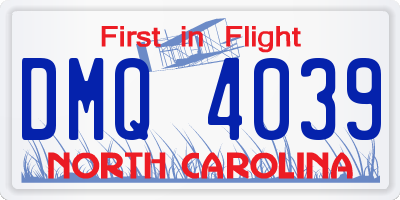 NC license plate DMQ4039