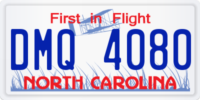 NC license plate DMQ4080