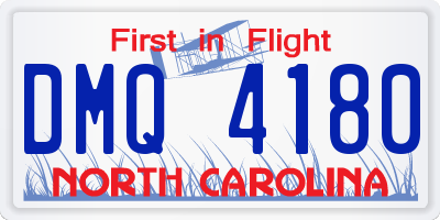 NC license plate DMQ4180