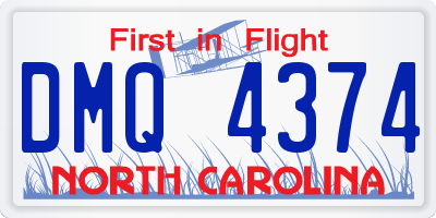 NC license plate DMQ4374