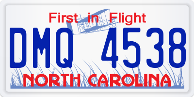 NC license plate DMQ4538