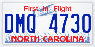 NC license plate DMQ4730