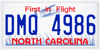NC license plate DMQ4986