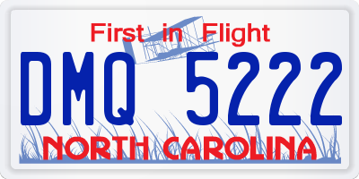 NC license plate DMQ5222