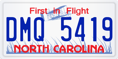 NC license plate DMQ5419