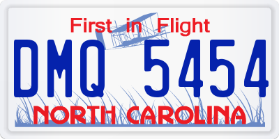 NC license plate DMQ5454