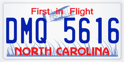 NC license plate DMQ5616