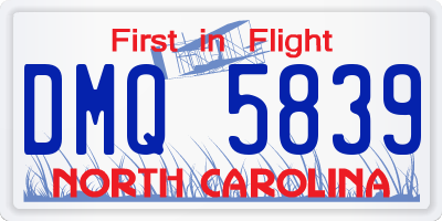 NC license plate DMQ5839