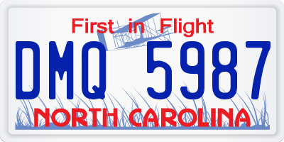 NC license plate DMQ5987