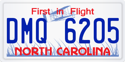 NC license plate DMQ6205