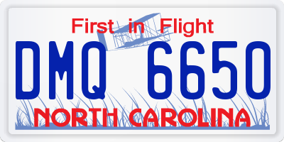 NC license plate DMQ6650