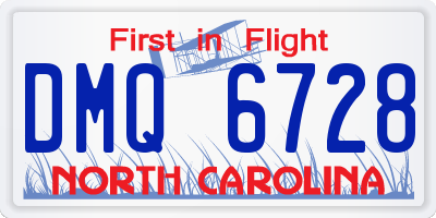NC license plate DMQ6728