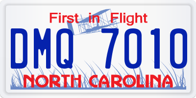 NC license plate DMQ7010