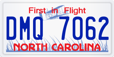 NC license plate DMQ7062
