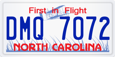 NC license plate DMQ7072