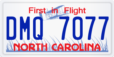 NC license plate DMQ7077