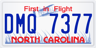 NC license plate DMQ7377
