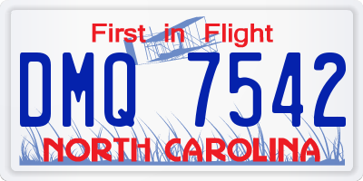 NC license plate DMQ7542