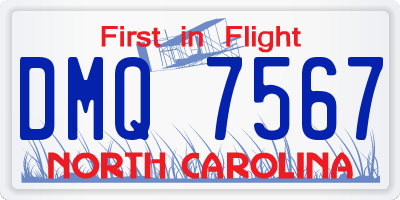 NC license plate DMQ7567