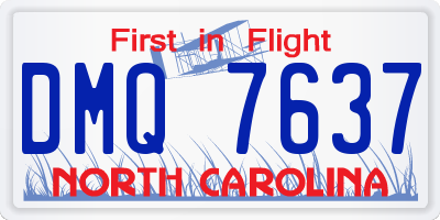 NC license plate DMQ7637