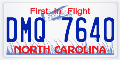NC license plate DMQ7640
