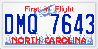 NC license plate DMQ7643