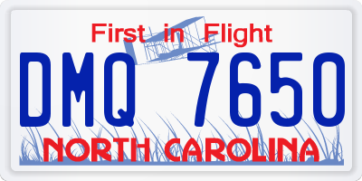 NC license plate DMQ7650