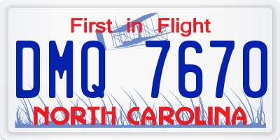 NC license plate DMQ7670