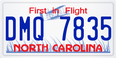 NC license plate DMQ7835