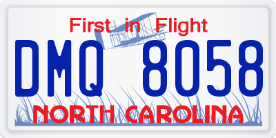 NC license plate DMQ8058